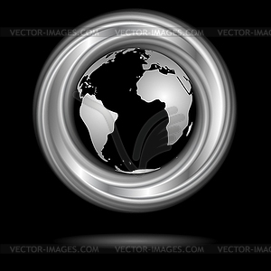 Abstract silver ring and globe. design - vector image