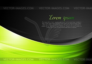 Green and black wavy background - vector image