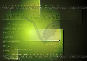 Technology background with binary program code - vector image