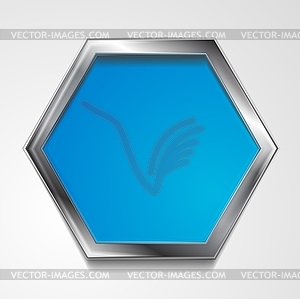 Hexagon shape with silver frame - vector clipart