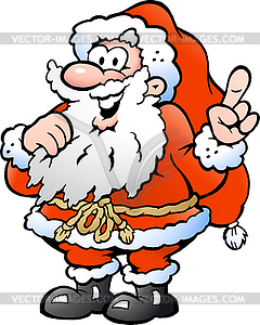 Hand-drawn an Happy Santa Pointing - vector clipart