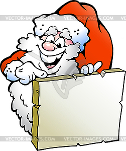 Happy Santa pointing to board - vector clipart / vector image