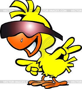 Hand-drawn an smart chicken with sunglass - vector clip art