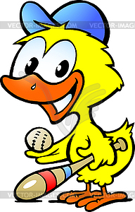 Cute chick with basуball bat - vector image