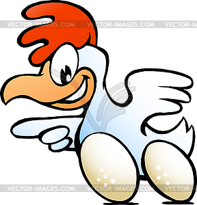 Hand-drawn an hen with eggs mounted under body - color vector clipart