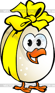 Hand-drawn an chicken egg decorated with yellow - vector clip art