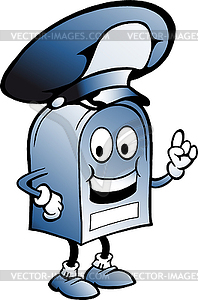 Hand-drawn an blue Mailbox with big hat - vector image