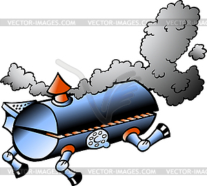 Hand-drawn an running BBQ barrel - vector clip art