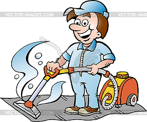 Hand-drawn Happy Carpet Cleaner - vector clip art