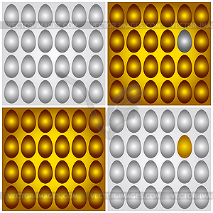 Golden brown and grey silver eggs - vector image