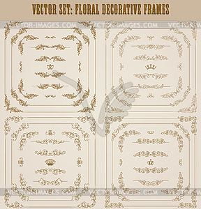 Set of gold decorative borders, frame - vector clipart