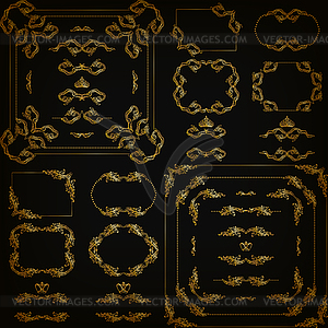 Set of gold decorative borders, frame - vector EPS clipart