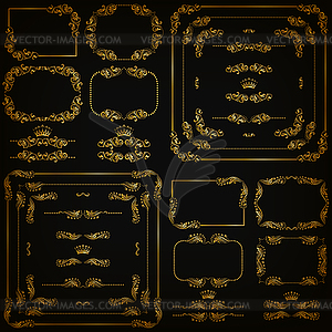 Set of gold decorative borders, frame - stock vector clipart