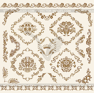 Set of damask ornaments - vector clipart