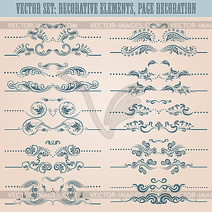 Set: floral decorative elements - royalty-free vector clipart