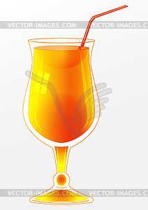 Glass with orange cocktail - vector clipart