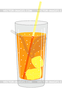 Glass with drink and tube - vector clipart