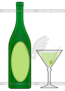 Bottle and glass with drink - vector clipart