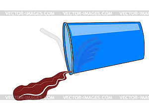 Overturned cup with drink - color vector clipart