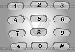 Number buttons - white & black vector clipart