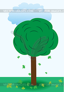 Tree with falling leaves - vector image