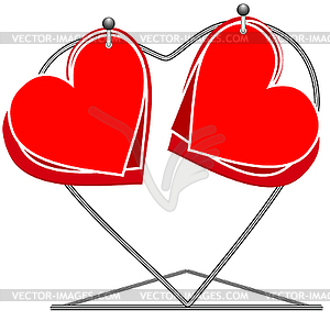 Hearts on rack - vector image