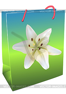 Shopping Bag with Lily - vector image