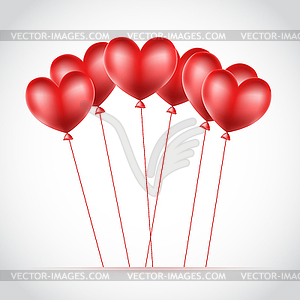 Red balloons made of hearts background - vector image