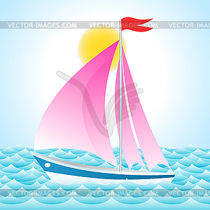 Yacht on sea - stock vector clipart