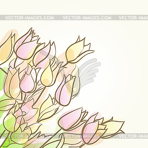 Floral abstract background with tulips - vector clip art