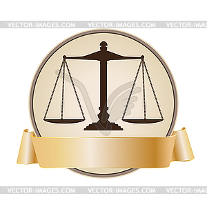 Justice scale symbol with ribbon - vector image