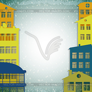 Apartmert houses on vintage background - color vector clipart