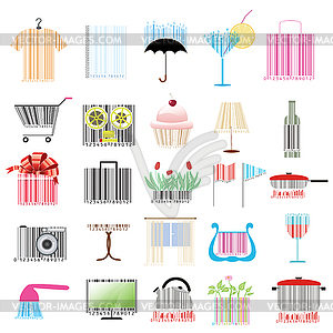 Set of stylized bar-codes on various themes - vector clipart