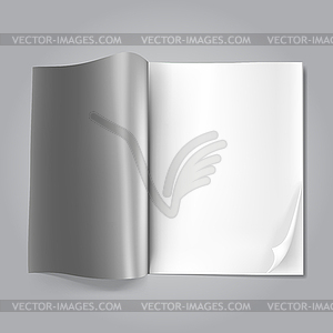 Open blank magazine on grey - vector image