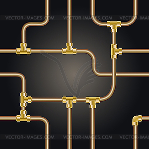 Seamless background with brass pipes - vector image