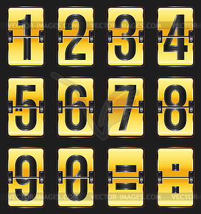 Golden timetable numbers on black - vector clip art