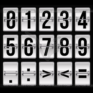 Silver timetable numbers on black - vector clipart