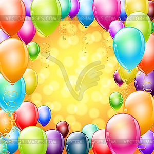 Colorful balloons as frame on holiday background - vector clipart