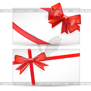 Cards with red bows with ribbons - royalty-free vector image