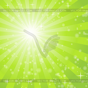 Abstract background with green light rays - vector image