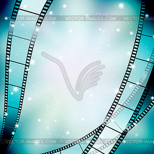 Background with filmstrip and stars - vector image