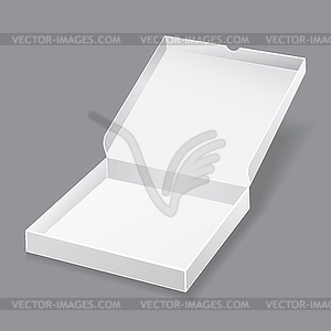 Белая коробка пиццы на сером фоне - клипарт в векторном виде