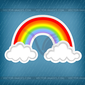 Stylish background with clouds and rainbows - vector clipart