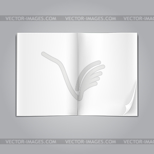 Open blank magazine pages on grey - vector clipart