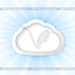 Облако, как кадр на фоне лучей - изображение в векторном виде