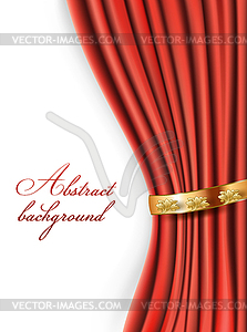 Red satin curtains with gold background - vector clipart