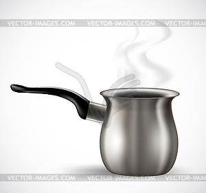 Realistic steel coffee pot - vector image