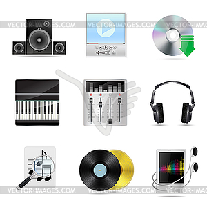 Set of detailed musical icons - royalty-free vector image