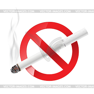 Не курить знак с белой сигаретой - рисунок в векторе