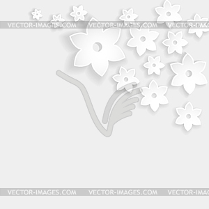 Abstract white flowers with shadows on white  - vector clip art